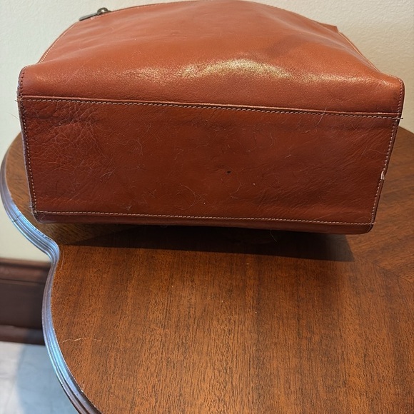 Laura Leigh Ltd Leather book bag shoulder bag  thick smooth leather brown Vintag - Picture 13 of 17